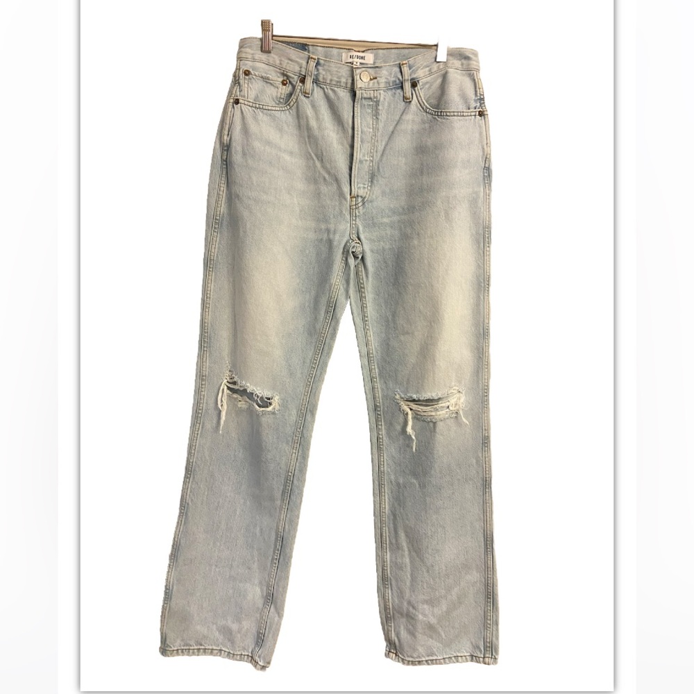 Re/done 90s high rise loose jeans bleach destroy 30